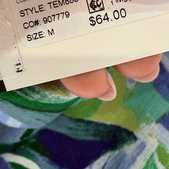 Tahari Blue & Green Abstract Cowl Neck Camisole - Picture 4 of 4